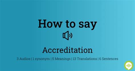 pronounce accreditation|How to pronounce ACCREDITATION in English .